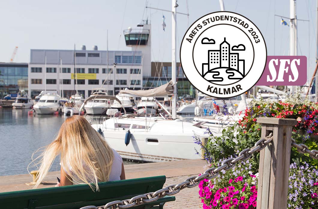 Gästhamnen i Kalmar med Universitetskajen i bakgrunden.