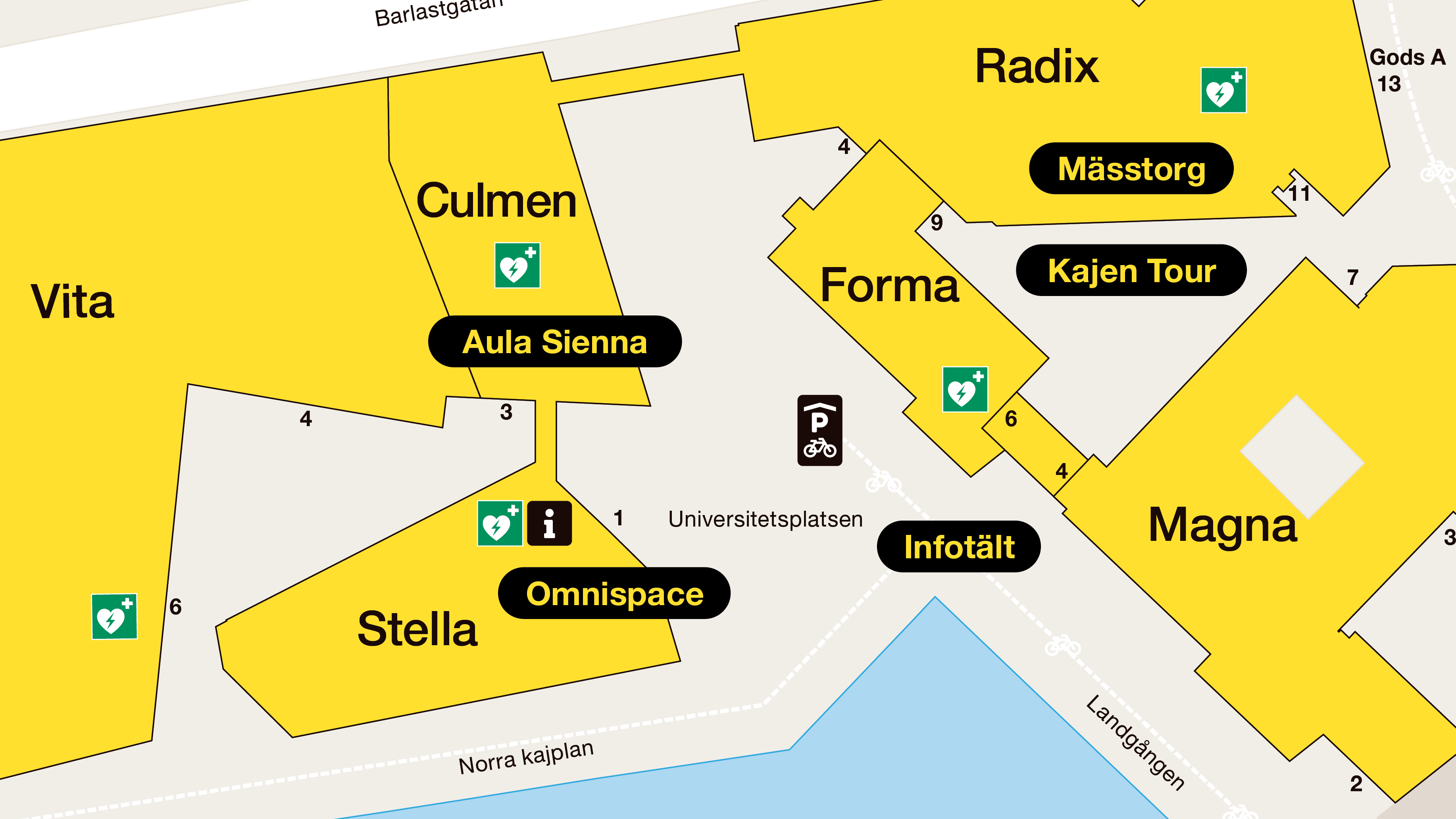 Karta över universitetsområdet.