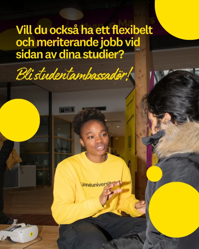 Vill du inspirera andra till studier och samtidigt få värdefull arbetslivserfarenhet? Då kan rollen som ambassadör vara något för dig! 💛

Som ambassadör ingår du i vårt nationella ambassadörsteam och kan arbeta antingen som studentambassadör eller sociala medier-ambassadör. Du får dela med dig av dina egna erfarenheter av studentlivet, ditt utbildningsval och hur det är att studera vid Linnéuniversitetet, samt svara på frågor från blivande studenter och ge dem en inblick i livet som student hos oss.

Ansökan är öppen till och med söndagen den 3 maj – du hittar länken i vår profil!