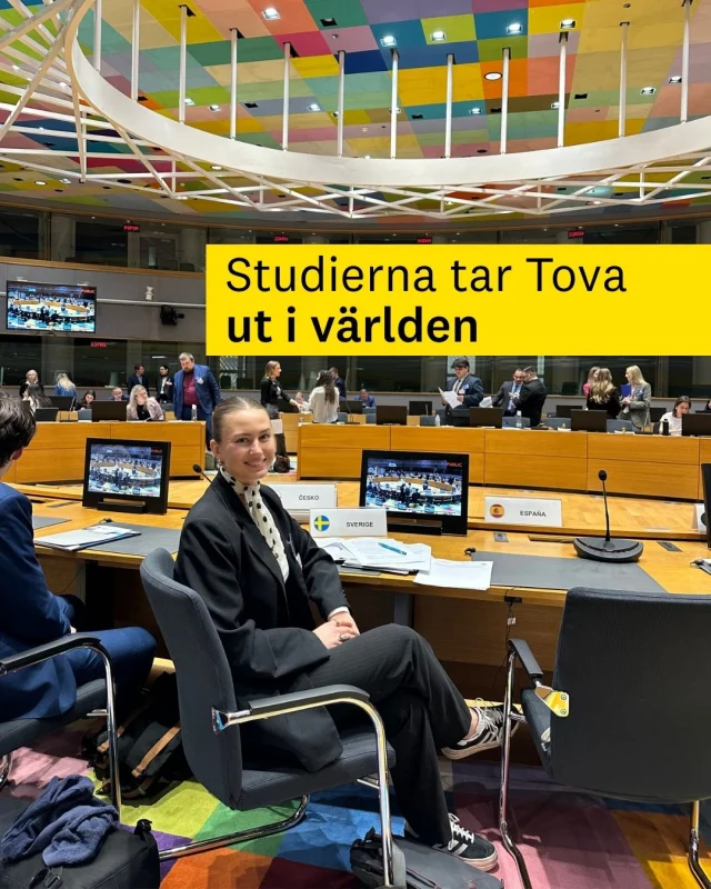 Tova valde att plugga statsvetenskap på Linnéuniversitetet för att förstå, och förändra, samhället.

Idag har hennes engagemang tagit henne hela vägen till EU-parlamentet i Bryssel, där hon deltog som en del av den svenska delegationen i ett internationellt policyspel.
– Min drivkraft är att jag alltid har reagerat starkt på orättvisor i världen. Det är något som gör mig både frustrerad och motiverad att vilja bidra till förändring, säger Tova.

Under studietiden har hon också engagerat sig i föreningslivet och fått erfarenheter som förbereder henne för en internationell karriär. Just nu gör hon också en utbytestermin i Australien.

För Tova handlar studierna inte bara om teori, utan om att få verktyg att förstå världen och faktiskt kunna påverka den.