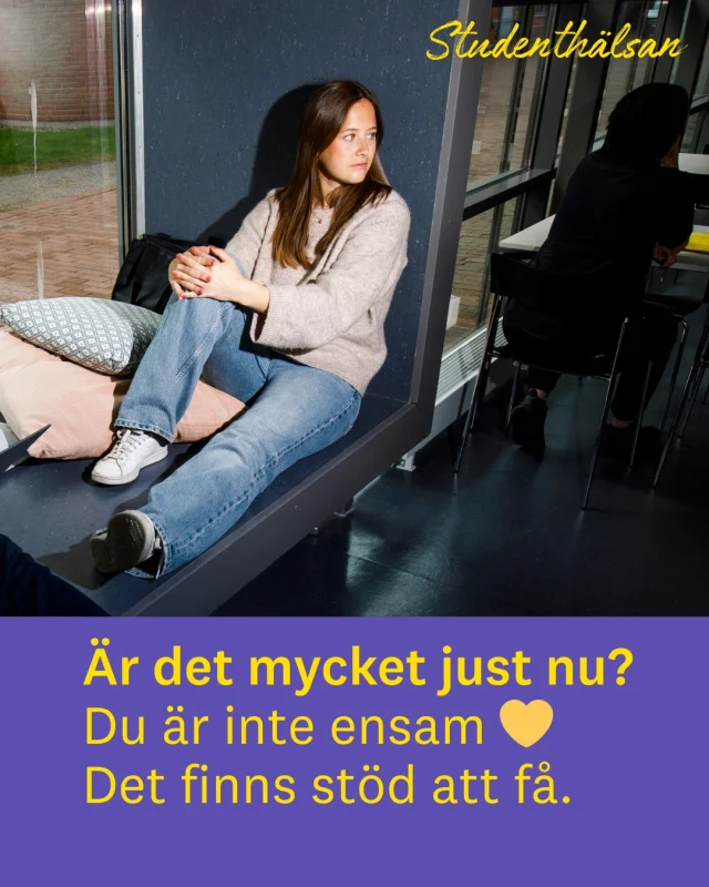 Studenthälsan finns för dig som studerar vid Linnéuniversitetet, både i Kalmar och Växjö. Deras uppdrag är att stötta ditt välmående och bidra till en hållbar studietid – genom tidiga insatser, hög tillgänglighet och en låg tröskel att ta kontakt. 💛
Hos studenthälsan kan du bland annat få:
• Kostnadsfria samtal
• Stöd vid stress, oro eller motivationssvårigheter
• Hjälp i studiesituationer, som t.ex. grupparbeten
• Delta i kurser, workshops och föreläsningar

De arbetar förebyggande och hälsofrämjande – både för dig som individ och för studentlivet i stort.
💬 Du behöver inte må dåligt för att höra av dig. Det räcker att något känns lite svårt.
I kommande inlägg berättar vi mer om vad du kan få hjälp med.