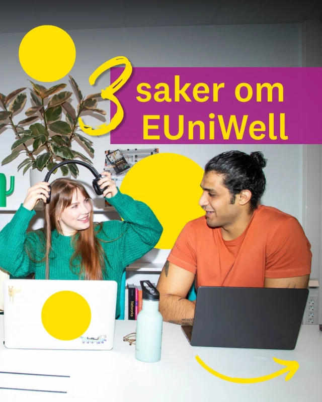 🌍Din utbildning kan sträcka sig längre än campus.

Med EUniWell finns möjligheter att läsa något från andra europeiska universitet eller få in ett internationellt perspektiv i det du redan gör – om du vill.

Vi har samlat tre saker som är bra att ha koll på.
Svep om du är nyfiken.

Vi kör temavecka om EUniWell hela veckan.