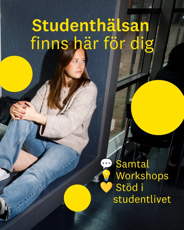 Studenttiden är en omvälvande tid som kan vara både underbar och omvälvande. Som student vid Linnéuniversitetet finns Studenthälsan här för dig – utan kostnad, och vi jobbar för alla studenters välmående!

Hos studenthälsan kan du som student eller doktorand få:
✔️ Professionella samtal om till exempel stress, nedstämdhet eller studiemotivation
✔️ Workshops och kurser i bland annat talängslan, uppskjutarbeteende och stresshantering
✔️ Stöd vid samarbetssvårigheter i grupparbete
✔️ Första hjälpen-kurser i psykisk hälsa
✔️ Förebyggande arbete inom alkohol, tobak, droger och doping
✔️ Rådgivning för en hållbar och inkluderande studenttid

Vi jobbar för att det ska vara enkelt att ta kontakt – hellre en gång för mycket än en gång för lite.
Du hittar oss både i Kalmar och Växjö.

Läs mer och boka tid på: lnu.se/studenthalsan 💛