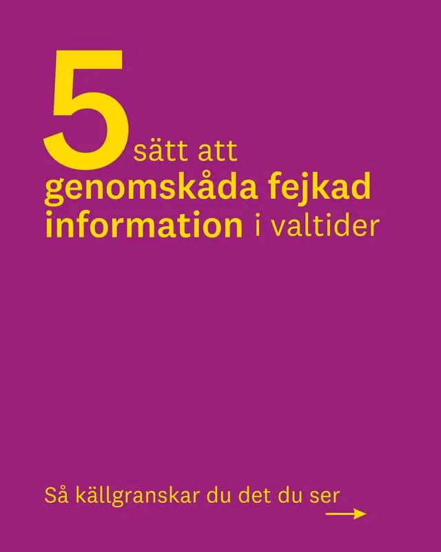 Hur mycket av det du ser i ditt flöde går egentligen att lita på?

AI-genererat innehåll, manipulerade bilder och falska uppgifter kan vara svåra att genomskåda – särskilt när de väcker starka känslor och sprids snabbt.

Här är fem saker att tänka på innan du tror på eller delar något.

Medieinstitutet Fojo vid Linnéuniversitetet driver Valkollen och arbetar med att granska digital manipulation inför valet 2026.

Spara gärna inlägget till nästa gång något i flödet känns lite för otroligt för att vara sant.