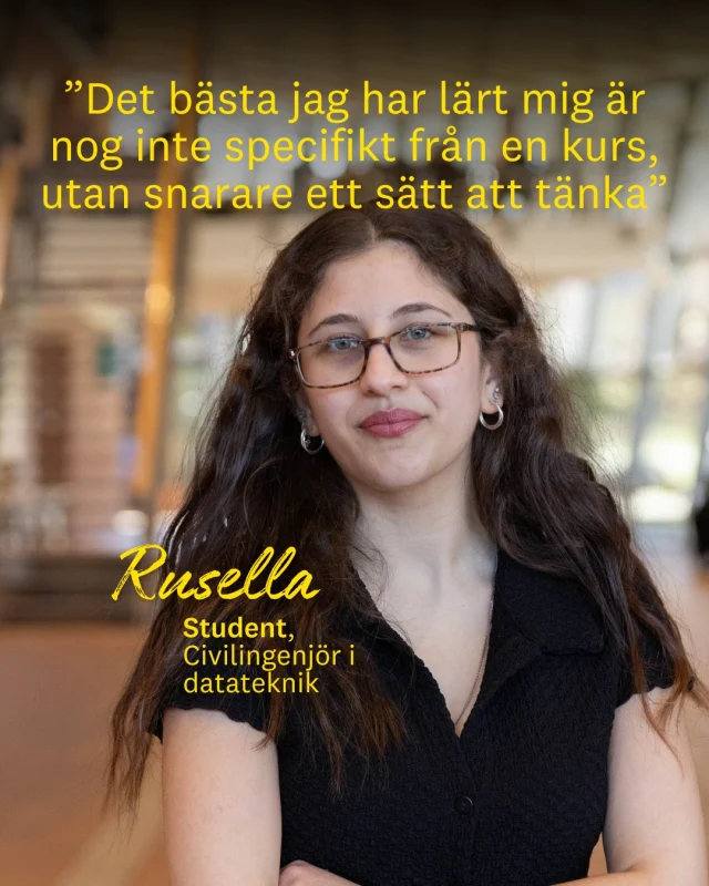 Gillar du att lösa problem och förstå hur teknik fungerar?

Det gör Rusella också. Därför valde hon att läsa till civilingenjör i datateknik vid Linnéuniversitetet. 💛
– Jag hittade civilingenjörsprogrammet i datateknik och bestämde mig för att testa, även om jag inte var helt säker i början. Men ganska snabbt insåg jag att det var rätt val.

✨ Det bästa med utbildningen? Att få förstå tekniken bakom de lösningar vi använder varje dag och lära sig lösa komplexa problem steg för steg.

Rusella uppskattar också den stöttande miljön på universitetet.
– Lärarna är tillgängliga. Det märks att universitetet verkligen vill att studenterna ska trivas och utvecklas.

👉 Läs hela intervjun med Rusella och upptäck civilingenjörsprogrammet i datateknik på lnu.se.