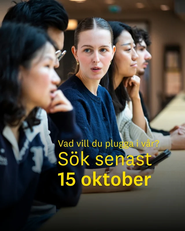 Har du funderat på att börja plugga i vår? Det här sista helgen innan antagningen stänger. Så ett bra tillfälle att kika på utbildningarna och göra ditt val. ;)

På Linnéuniversitetet kan du läsa program eller fristående kurser, på campus eller på distans.

📅 Sök senast torsdag 15 oktober på Antagning.se.

Hoppas vi ses i vår!