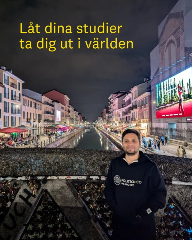 🌍Tänk om ditt nästa läsår kunde ta dig ut i världen?

Nya vänner, nya perspektiv och en vardag i ett annat land. Som student vid Linnéuniversitetet kan du studera en termin eller ett helt år vid ett av våra partneruniversitet runt om i världen – och låta utlandsstudierna bli en del av din examen🎓

Du får internationell erfarenhet som kan öppna dörrar i ditt framtida arbetsliv, samtidigt som du utvecklas och upptäcker mer av världen. Vi finns med och stöttar dig genom hela resan!

📅Ansökan öppnar 13 oktober för utbytesstudier hösten 2027 och våren 2028. Sök senast 20 november kl. 15.00.
Vart vill du att dina studier ska ta dig?✈️