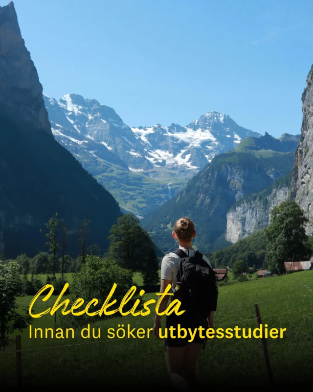 Planerar du att söka utbytesstudier?

Innan du skickar in din ansökan finns det några viktiga saker att kontrollera. Använd checklistan som stöd och bocka av punkt för punkt:

1. Kontrollera när du kan åka
Ta reda på vilken termin som passar för utbytesstudier inom ditt utbildningsprogram. Du hittar informationen i din utbildningsplan eller genom att kontakta din programansvariga.

2. Planera vilka kurser du ska läsa
Kontrollera vilken typ och nivå av kurser du behöver läsa för att de ska kunna tillgodoräknas i din utbildning vid Linnéuniversitetet.

3. Se över kostnader och praktiska förutsättningar
Gör en ungefärlig budget för boende, resa, visum och andra utgifter. Läs också på om landet och regionen för att få koll på vad du behöver tänka på inför och under utbytet.

4. Undersök universitet och kursutbud
Jämför kursutbudet vid universiteten du är intresserad av. Kontrollera också undervisningsspråk och terminstider så att alternativen fungerar för dig.

5. Förbered eventuella dokument och intyg
I vissa fall behöver du bifoga en redogörelse för dina studier eller ett intyg som visar att kurser vid ett annat lärosäte ingår i ditt program.

Kom ihåg att alla uppgifter och handlingar måste vara inskickade senast vid ansökningsdeadline.