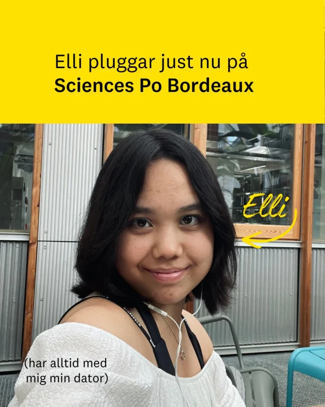 Hej! Jag heter Elli och just nu är jag i Frankrike för att studera på Sciences Po Bordeaux, med kurser som är helt på franska. På Linnéuniversitetet läser jag programmet Europastudier.

Här är foton på en av mina hektiska dagar här i Frankrike, men självklart har jag också dagar då jag bara stannar hemma och tar det lugnt.

Det bästa med att studera utomlands är att man lyckas utveckla sina språkkunskaper, får uppleva ett annorlunda förenings- och studieliv, träffar studenter globalt, samt att man lär sig kulturen.

Sist men inte minst, vill jag nämna min roll som EUniWell School Ambassador för Linnéuniversitetet. EUniWell står för ”European University for Well-Being”. Vi har både lokala föreningar på de 12 olika partneruniversiteten, och EUniWell som en större organisation, men alltid med samma mål: att framförallt främja välbefinnandet av alla studenter, att skapa inklusiva omgivningar, respektera demokratiska värderingar, samt att sprida kunskap om olika internationella möjligheter. @euniwell_lnu

Ha det fint!
/Elli, student på Europastudier och just nu utbytesstudent 🇫🇷